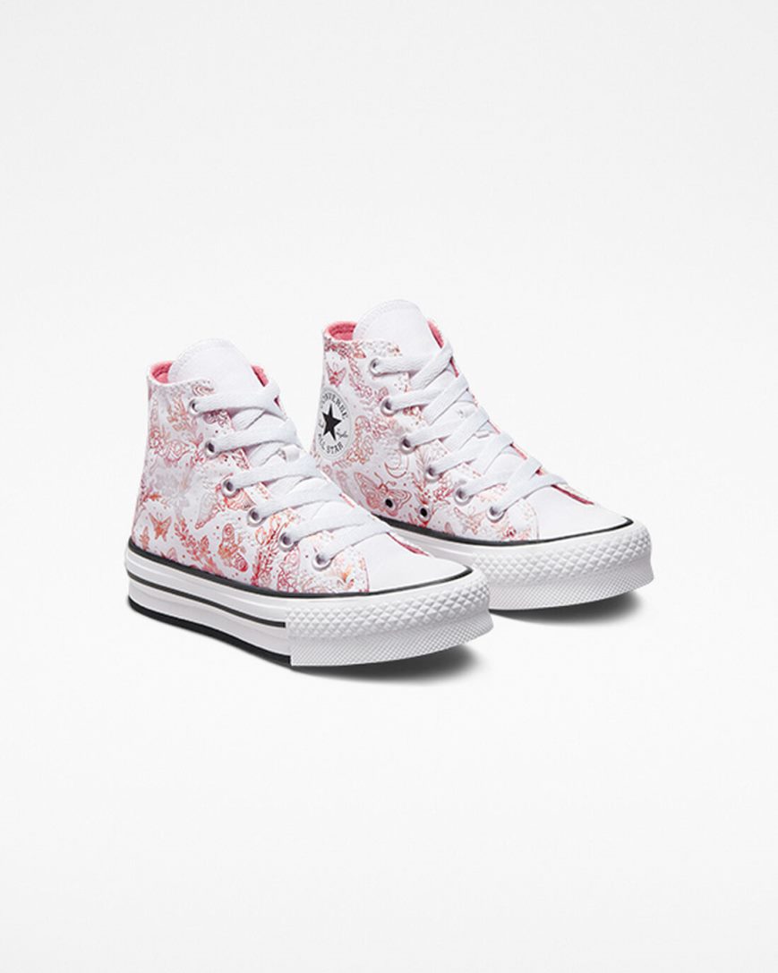 Zapatos Plataforma Converse Chuck Taylor All Star EVA Lift Butterfly Shine Altas Niña Blancas Rosas Negras | PE W82P47